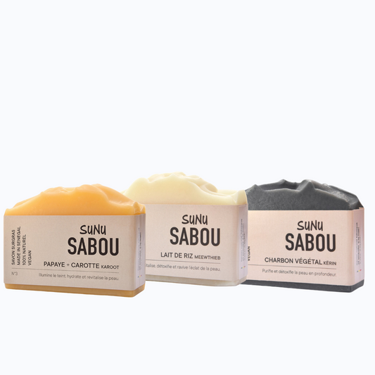 SUNU SABOU Trio de Savon + sac cadeau offert